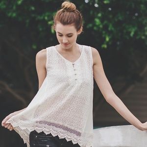 a' reve Fuzzy Top with Crochet Bottom & Buttons